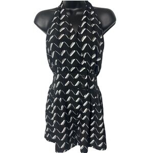 BCBGeneration Black & White Romper‎ Jumpsuit Halter Neck XS Geometric